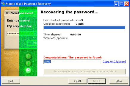Word password is found