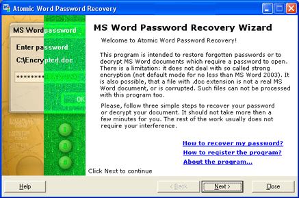 ms word password recovery