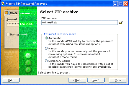 Atomic Zip Password Cracker screenshot